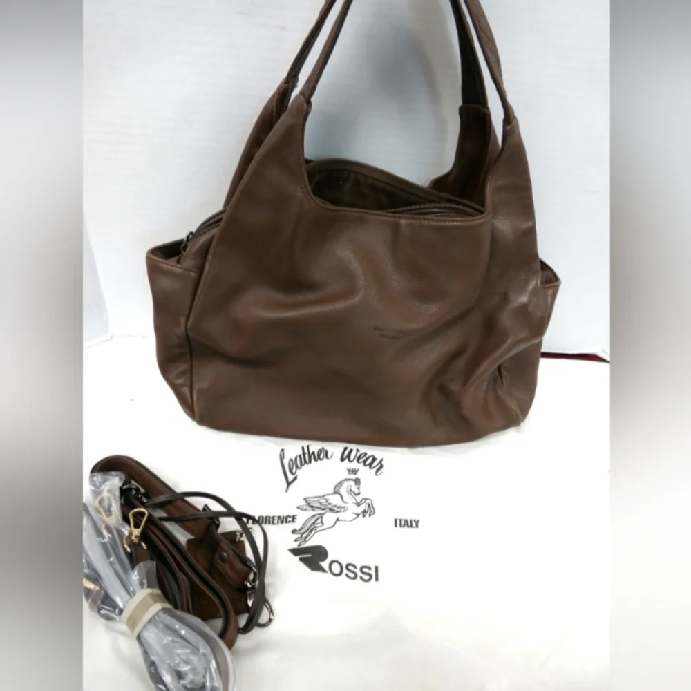 Rossi Made in Florence Italy Fine Brown Leather Purse with Dust Cover